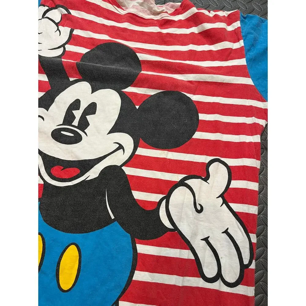 RARE Vintage Mickey‎ Mouse Disney Single Stitch Nigh Gown Shirt AOP OS